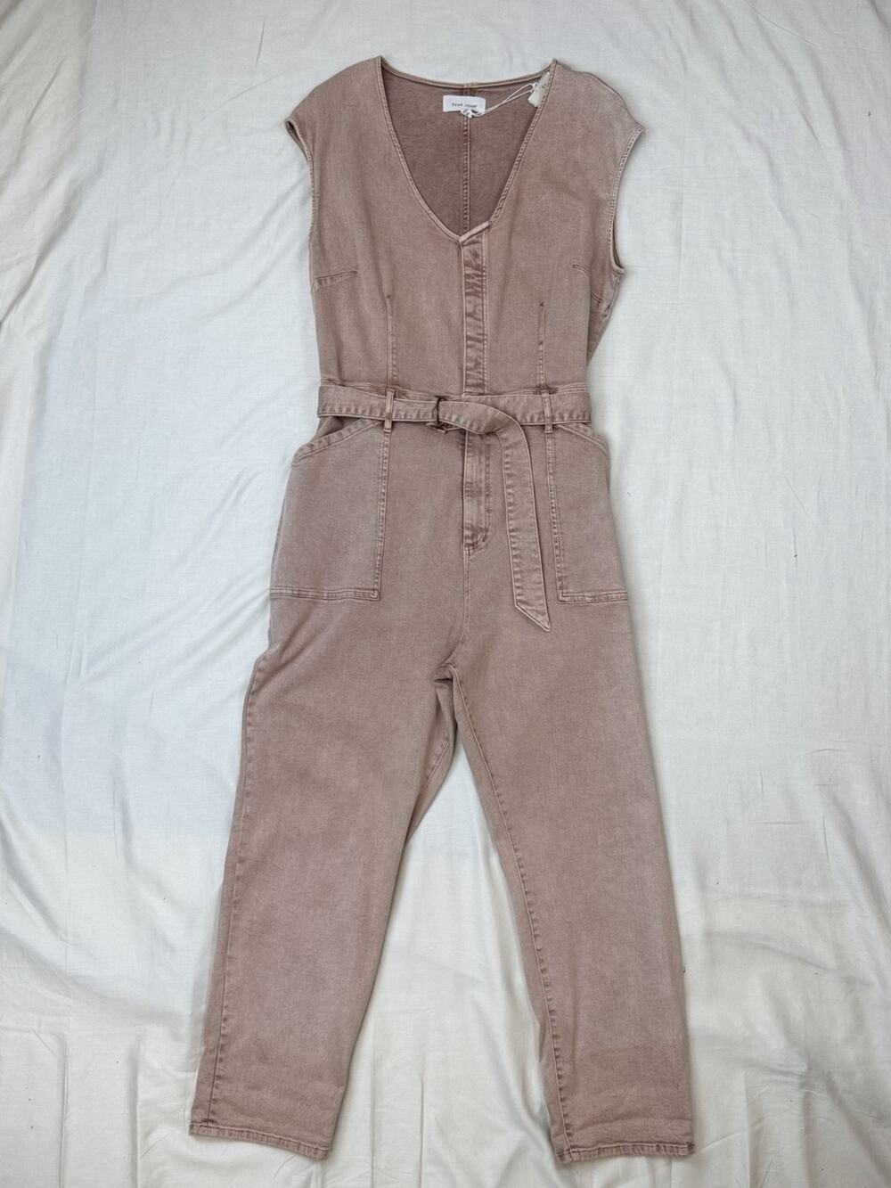 NWT Dear John Pink Mauve Overall Jumpsuit Stretch Twill #0356 XL